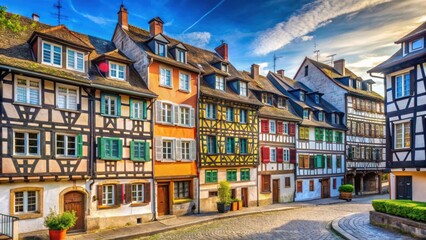 Half-timbered houses with colorful shutters in the picturesque neighborhood of La Petite France in Strasbourg