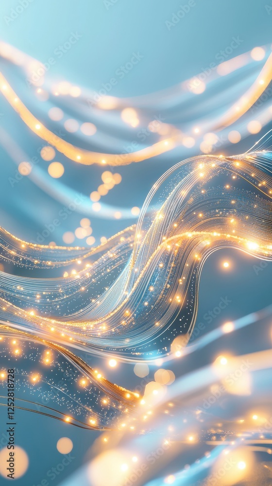 Poster dynamic light waves display digital art visual representation abstract environment close-up view con