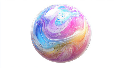 Fototapeta premium 3d iridescent fluid glass spectrum foam vector. Realistic transparent soap bubble with dreamy neon rainbow light texture. Shampoo or powder abstract blow object icon. Clear soapy detergent air sphere