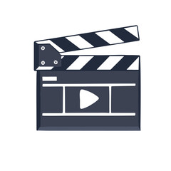 Fototapeta premium Movie clapperboard, director, film symbol, vector illustration