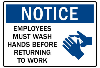 Employee must wash hand sign employees must wash hands before returning to work