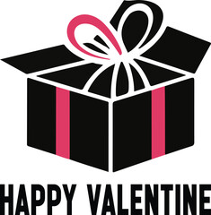 Happy valentine's day gift box illustration vector .