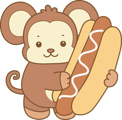 Cute Monkey vector icon. Funny baby Monkey animal series stock illustration. life of fluffy Monkey designs.