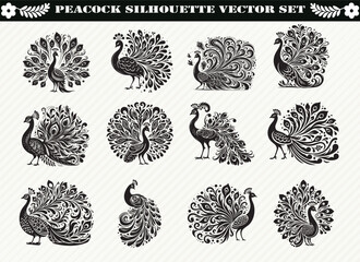 Peacock Silhouette Vector Set: Stunning Designs for Your Projects