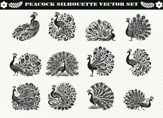 Peacock Silhouette Vector Set: Stunning Designs for Your Projects