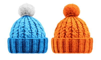 Two hats woven with woolen yarn