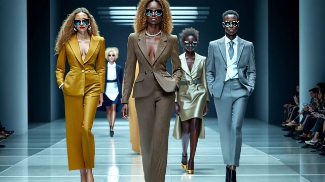 Self-assured models strolling the runway in stylish, fitted attire