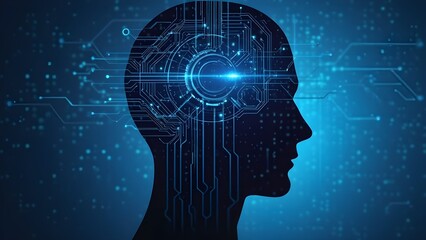 Silhouette of a Head with Digital Circuitry Symbolizing Artificial Intelligence