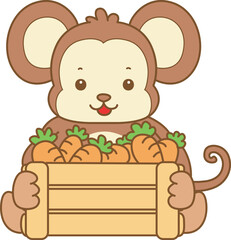 Cute Monkey vector icon. Funny baby Monkey animal series stock illustration. life of fluffy Monkey designs.