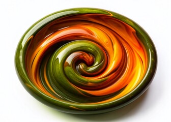 Abstract Swirling Olive Green and Burnt Orange Landscape - High-Definition Stock Photo