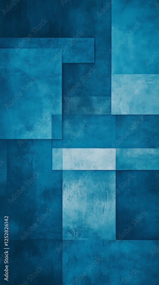 Poster abstract geometric pattern in blue tones, textured background. modern art and design concept