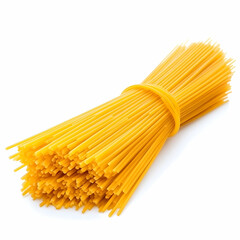 Dried spaghetti bundle, white background, food photography, recipe ingredient