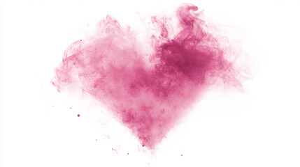 Obraz premium Pink smoke in heart shape. Love symbol from magic dust or powder. Vector realistic mockup of flow mist, transparent smoky stream. Design elements for Valentines day card isolated on dark background