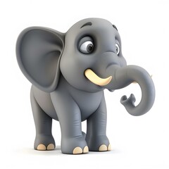 Obraz premium Cute Cartoon Baby Elephant Character with Happy Expression Design
