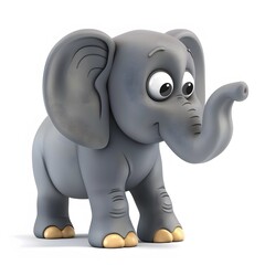 Fototapeta premium Adorable Cartoon Elephant Character with Big Eyes and Joyful Expression