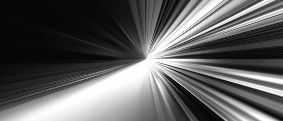 Abstract representation of light rays converging towards a central point, creating a dynamic and energetic atmosphere with a sense of motion and depth