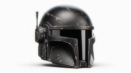 Fototapeta premium Epic sci-fi battle helmet display fantasy realm digital artwork futuristic setting close-up view