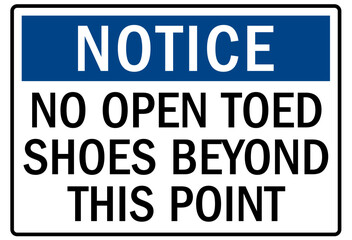 No open toed shoes sign