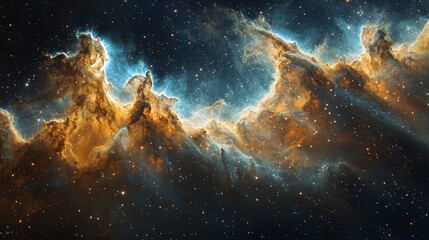 Fototapeta premium Majestic Cosmic Nebula in Deep Space with Colorful Clouds and Starry Background, Capturing the Beauty of the Universe