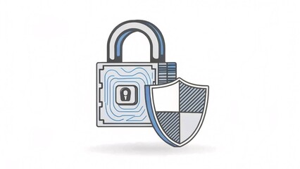 Enhancing cybersecurity lock and shield icons representing digital protection strategies tech industry graphic illustration clean background modern viewpoint security concept