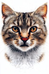 Portrait of cat with focused gaze.
