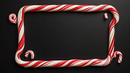 Fototapeta premium Christmas Ornaments, Candy Canes, and Gifts in Circular Arrangement on Dark Background