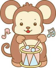 Cute Monkey vector icon. Funny baby Monkey animal series stock illustration. life of fluffy Monkey designs.