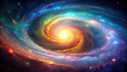 swirling aura of colorful light surrounds a galaxy, colors, cosmic,  colors, cosmic, aurora, light, energy, radiance, space