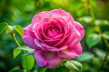 Aerial Close-Up of a Delicate Pink Rose in a Lush Garden