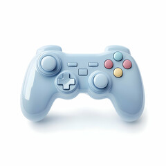 Light blue game controller, isolated, gaming, leisure, white background, website design