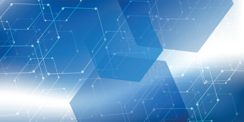 Gradient abstract background with hexagon line patterns. Vector illustration.