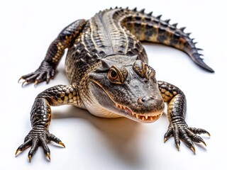 Fototapeta premium Aerial Drone Shot of Alligator in White Background - Wildlife Photography