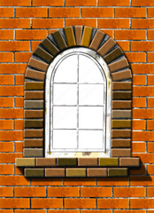 Vintage style window in brick wall