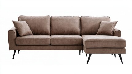 Cozy and Modern Brown Sofa with Chaise Lounge for Contemporary Living Room Interior Design