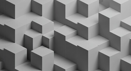 Obraz premium Abstract 3D Cube Pattern: An intricate and mesmerizing pattern composed of numerous grayscale 3D cubes, creating a sense of depth, perspective, and visual intrigue.