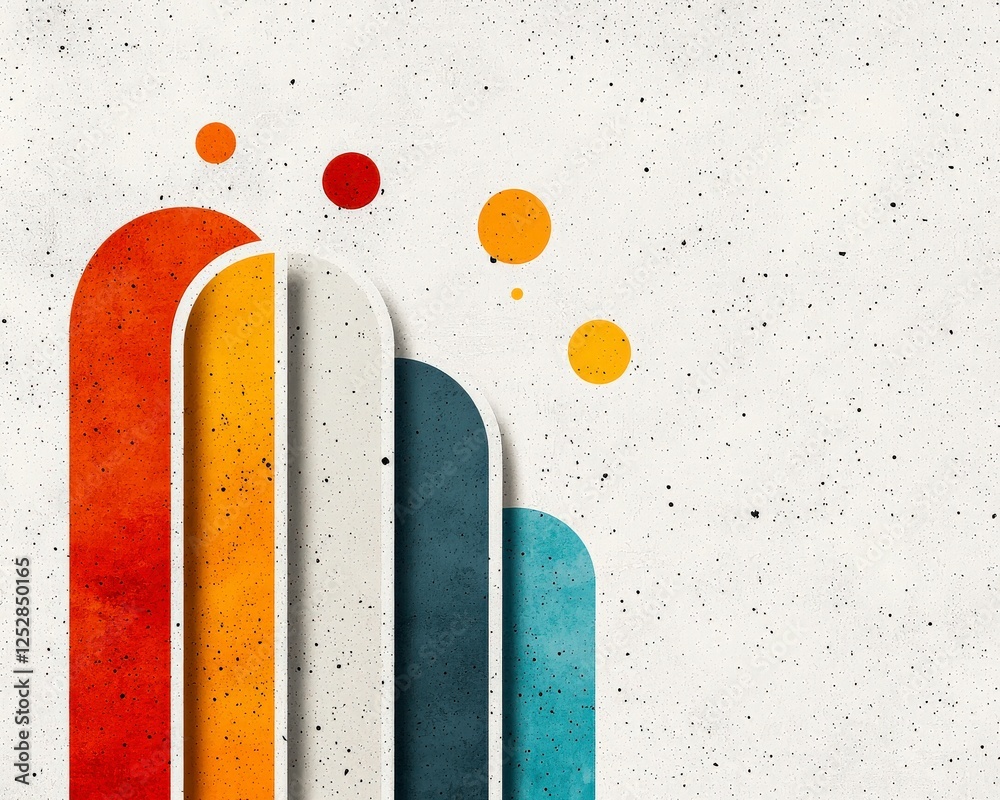 Poster abstract colorful shapes with smooth curves and textured background for modern design projects