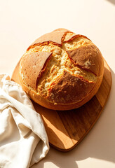 Fresh Milk Bread with Window Light Shadows | Vertical Clean Food Photography | Minimal Stock Art
