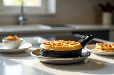 Elegant Kitchen Countertop with Waffle Maker