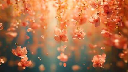 The beautiful artistic conception of colorful fallen petals