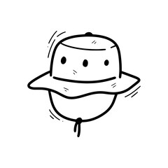 Hand Drawn Outdoor Hat Illustration. Doodle Vector. Isolated on White Background - EPS 10 Vector