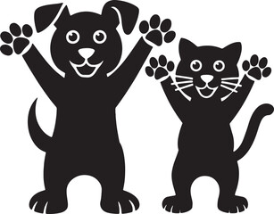 Dog and cat paw silhouette vector art illustration
