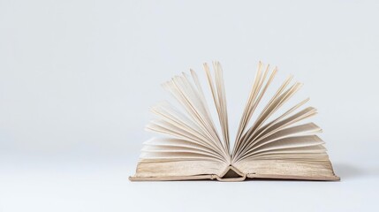 Open Antique Book With Aged Pages On White Background