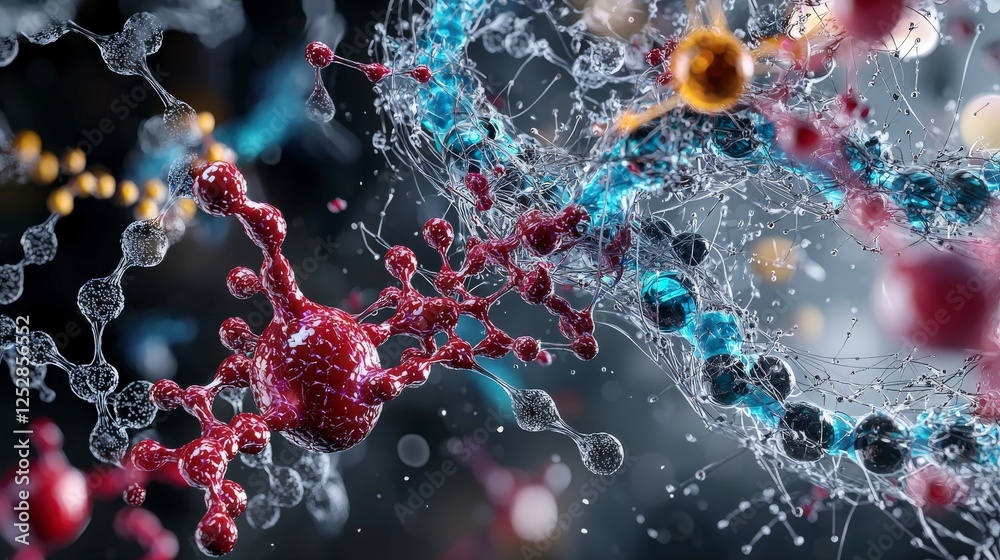 Poster exploring molecular enzymes the intricate dance of life at the atomic level science digital art abst