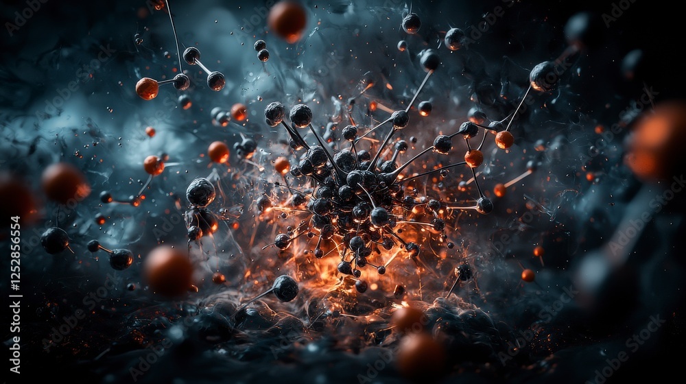 Aufkleber energy within atoms creating layered stories of molecular dynamics laboratory scientific visualizati