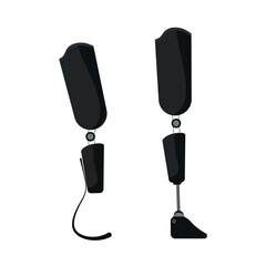 Prosthetic legs. Sports and life. On a transparent background.