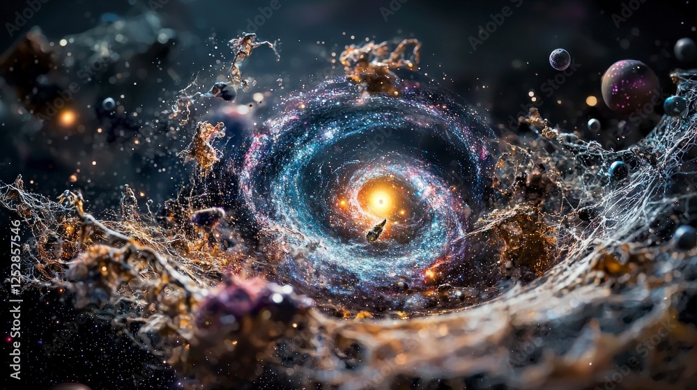 Aufkleber Galaxies in motion a dynamic view of spiraling galaxies in the universe cosmic art deep space celestial wonder