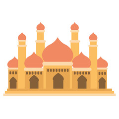 elements mosque orange flat vector illustration
