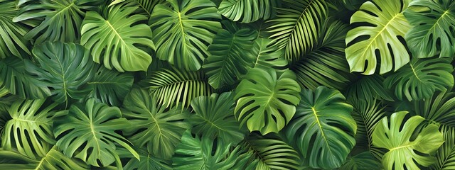 Green tropical leaves background
