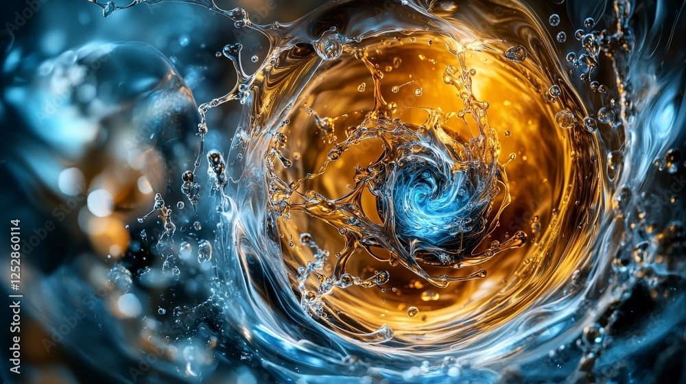 Poster dynamic water swirl art abstract environment digital art fluid motion vibrant colors visual concept 