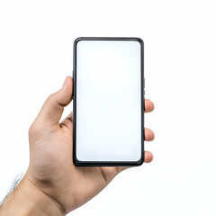Hand holding blank smartphone screen